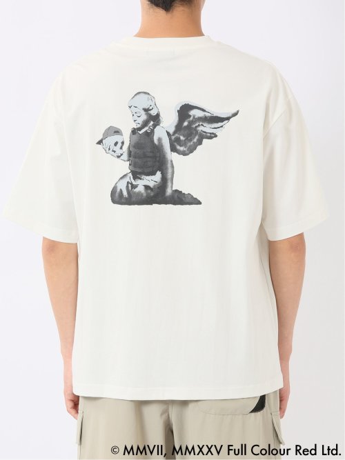 Tシャツ メンズ 半袖 バンクシー ストレッチ 接触冷感 UV 綿混 クルー ややゆったり ブランダライズド/BRANDALISED WEB限定