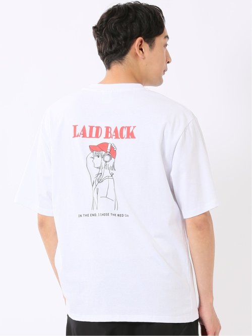 WEB限定 Tシャツ メンズ 半袖 綿 コットン クルー ややゆったり バックプリント ロゴ 刺繍 レッドキャプガール/RED CAP GIRL