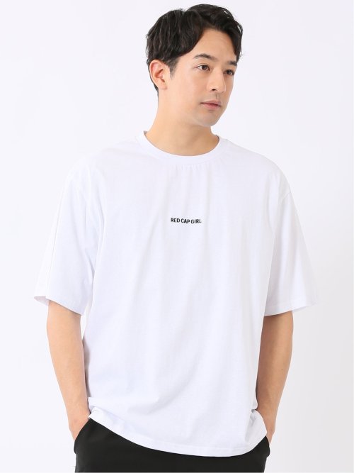 WEB限定 Tシャツ メンズ 半袖 綿 コットン クルー ややゆったり バックプリント ロゴ 刺繍 レッドキャプガール/RED CAP GIRL
