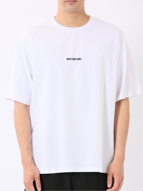 WEB限定 Tシャツ メンズ 半袖 綿 コットン クルー ややゆったり バックプリント ロゴ 刺繍 レッドキャプガール/RED CAP GIRL