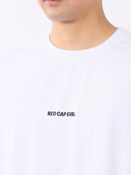 WEB限定 Tシャツ メンズ 半袖 綿 コットン クルー ややゆったり バックプリント ロゴ 刺繍 レッドキャプガール/RED CAP GIRL