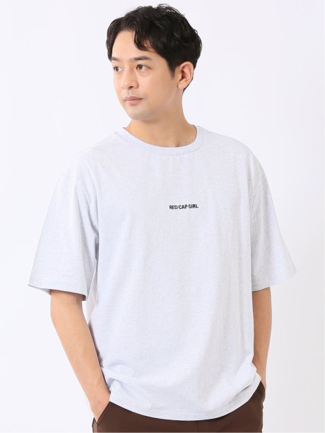 WEB限定 Tシャツ メンズ 半袖 綿 コットン クルー ややゆったり バックプリント ロゴ 刺繍 レッドキャプガール/RED CAP GIRL