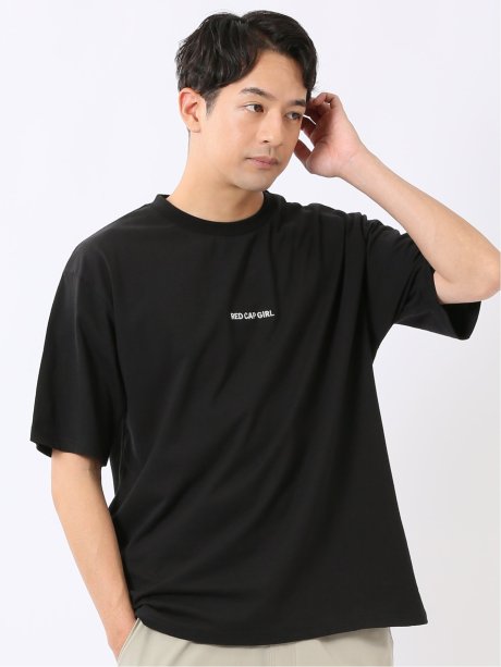 WEB限定 Tシャツ メンズ 半袖 綿 コットン クルー ややゆったり バックプリント ロゴ 刺繍 レッドキャプガール/RED CAP GIRL