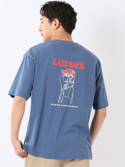 WEB限定 Tシャツ メンズ 半袖 綿 コットン クルー ややゆったり バックプリント ロゴ 刺繍 レッドキャプガール/RED CAP GIRL