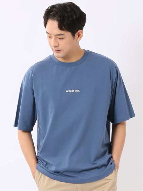 WEB限定 Tシャツ メンズ 半袖 綿 コットン クルー ややゆったり バックプリント ロゴ 刺繍 レッドキャプガール/RED CAP GIRL