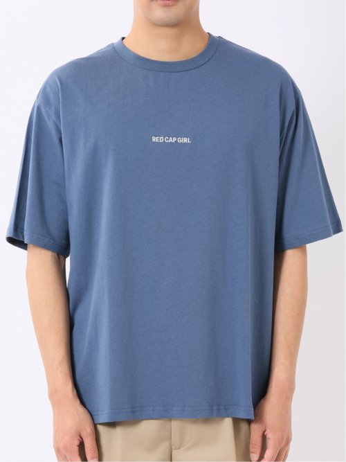 WEB限定 Tシャツ メンズ 半袖 綿 コットン クルー ややゆったり バックプリント ロゴ 刺繍 レッドキャプガール/RED CAP GIRL