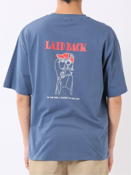 WEB限定 Tシャツ メンズ 半袖 綿 コットン クルー ややゆったり バックプリント ロゴ 刺繍 レッドキャプガール/RED CAP GIRL