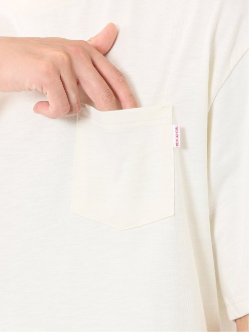 Tシャツ メンズ 半袖 接触冷感 速乾 クルー ややゆったり バックプリント ポケット レッドキャプガール/RED CAP GIRL WEB限定