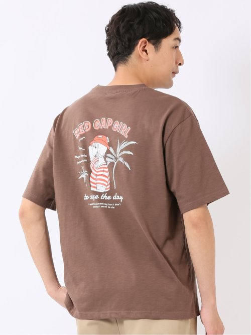 WEB限定 Tシャツ メンズ 半袖 接触冷感 速乾 クルー ややゆったり バックプリント ポケット レッドキャプガール/RED CAP GIRL