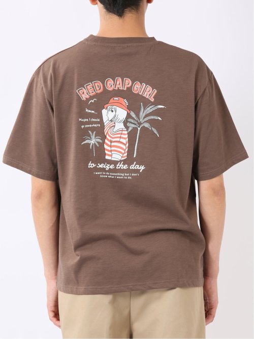 WEB限定 Tシャツ メンズ 半袖 接触冷感 速乾 クルー ややゆったり バックプリント ポケット レッドキャプガール/RED CAP GIRL