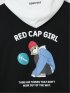 【大きいサイズ】レッドキャプガール/RED CAP GIRL 配色フード バックプリント プルパーカー