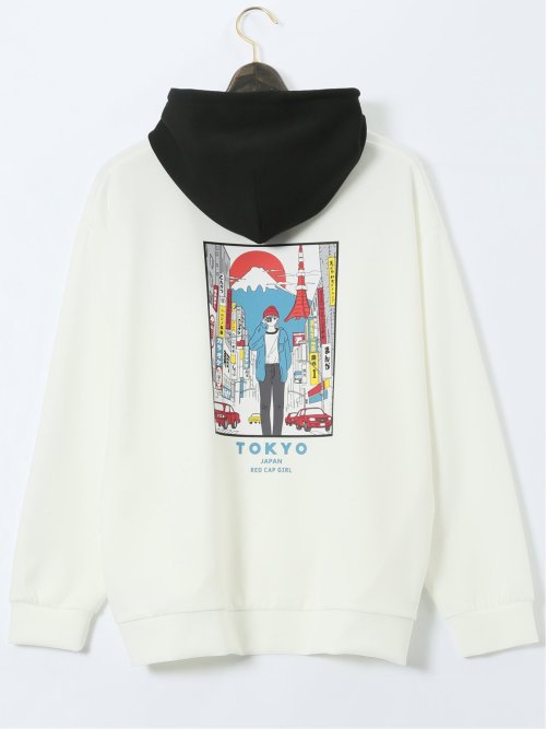 【大きいサイズ】レッドキャプガール/RED CAP GIRL ストレッチ バックプリント プルパーカー