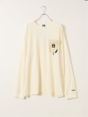 Tシャツ メンズ 長袖 大きいサイズ 綿混 ワッフル クルーネック 胸ポケット ジェリー/GERRY