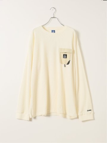Tシャツ メンズ 長袖 大きいサイズ 綿混 ワッフル クルーネック 胸ポケット ジェリー/GERRY