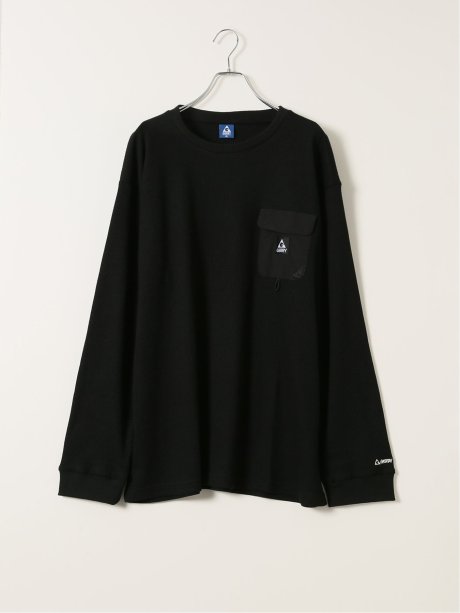 Tシャツ メンズ 長袖 大きいサイズ 綿混 ワッフル クルーネック 胸ポケット ジェリー/GERRY