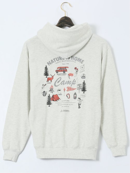 【大きいサイズ】ジェリー/GERRY 裏起毛 バックプリント プルパーカー