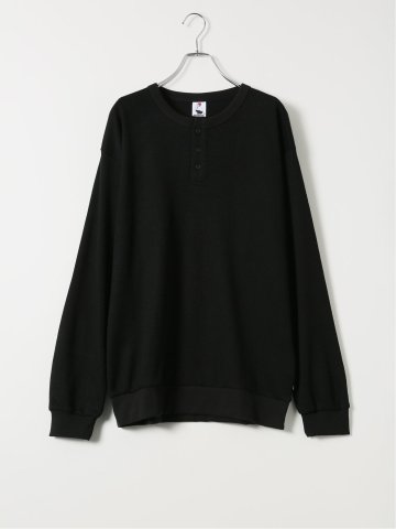 Tシャツ メンズ 長袖 大きいサイズ 綿混 ワッフル ヘンリーネック バックプリント レッドキャプガール/RED CAP GIRL
