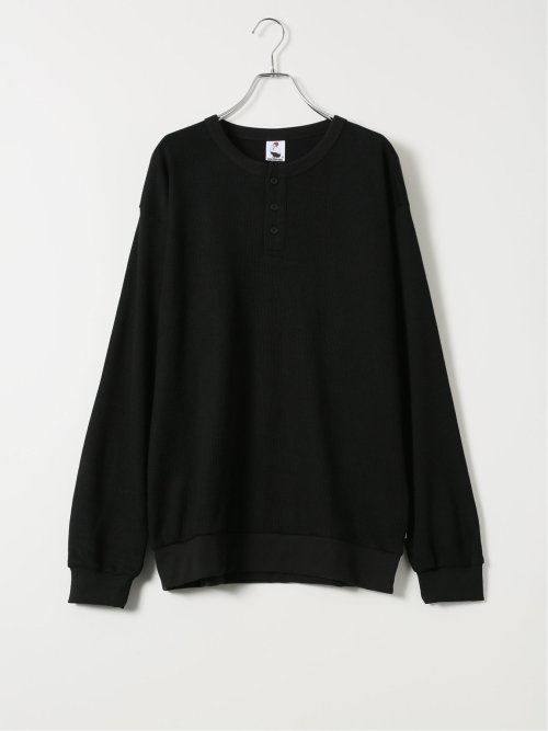 Tシャツ メンズ 長袖 大きいサイズ 綿混 ワッフル ヘンリーネック バックプリント レッドキャプガール/RED CAP GIRL