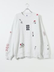 【大きいサイズ】レッドキャプガール トレーナー メンズ 長袖 裏起毛 綿混 スエット クルーネック 刺繍