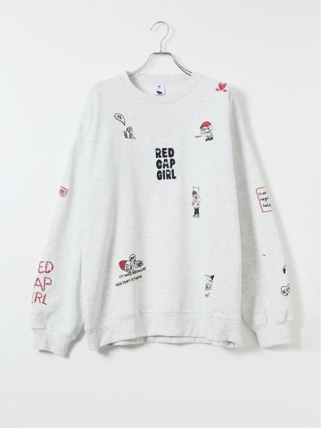 【大きいサイズ】レッドキャプガール トレーナー メンズ 長袖 裏起毛 綿混 スエット クルーネック 刺繍