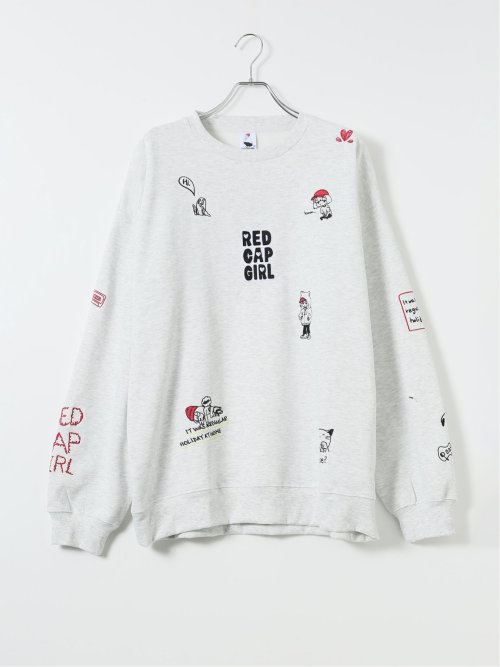 【大きいサイズ】レッドキャプガール トレーナー メンズ 長袖 裏起毛 綿混 スエット クルーネック 刺繍