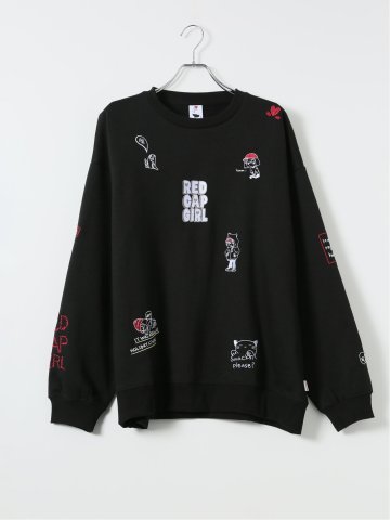 【大きいサイズ】レッドキャプガール トレーナー メンズ 長袖 裏起毛 綿混 スエット クルーネック 刺繍