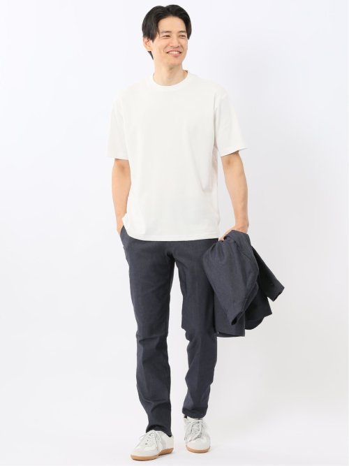 【DRESS T-SHIRT】シルケットコットン スロープネック半袖Tシャツ