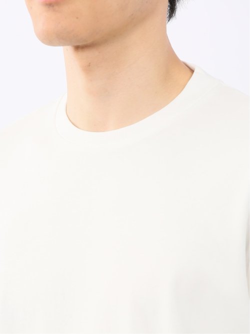 DRESS T-SHIRT】シルケットコットン スロープネック半袖Tシャツ(M 01白