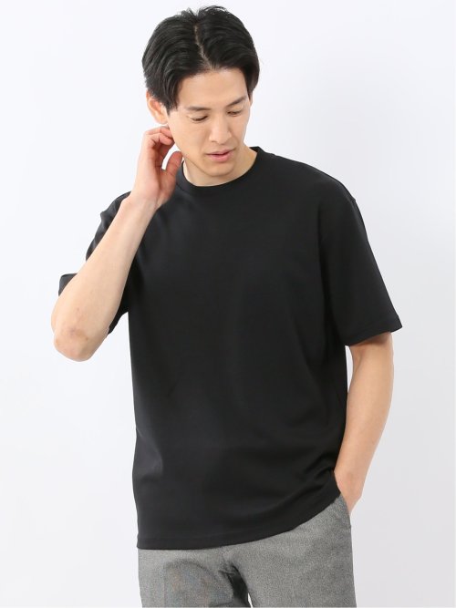 【DRESS T-SHIRT】シルケットコットン スロープネック半袖Tシャツ