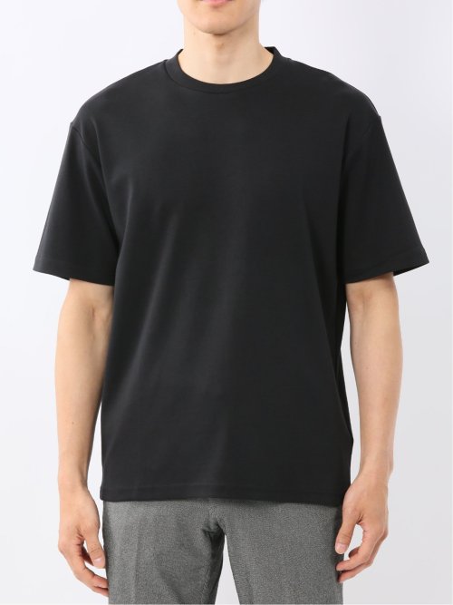 【DRESS T-SHIRT】シルケットコットン スロープネック半袖Tシャツ
