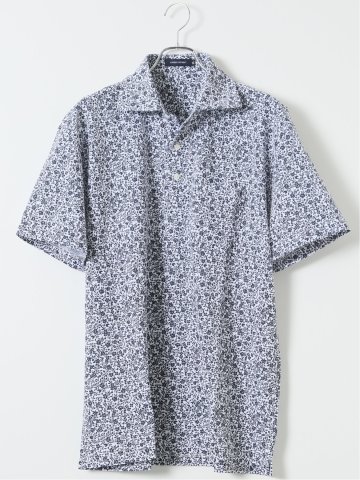 【大きいサイズ】ジム/GIM 吸水速乾 小花柄 ワイドカラー 半袖 ポロシャツ