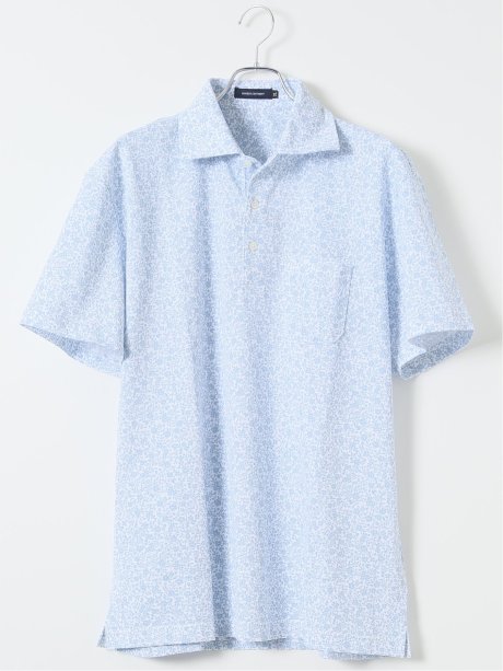 【大きいサイズ】ジム/GIM 吸水速乾 小花柄 ワイドカラー 半袖 ポロシャツ