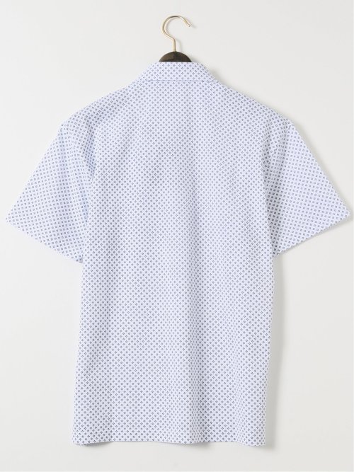 【大きいサイズ】AUVIEUX CONTINENT by gim 小紋柄 ワイドカラー 半袖 ポロ シャツ