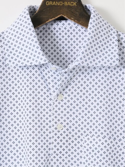 【大きいサイズ】AUVIEUX CONTINENT by gim 小紋柄 ワイドカラー 半袖 ポロ シャツ