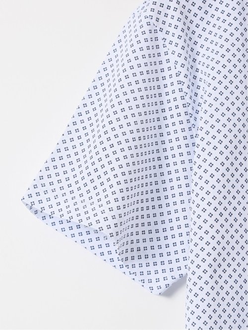 【大きいサイズ】AUVIEUX CONTINENT by gim 小紋柄 ワイドカラー 半袖 ポロ シャツ