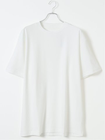 【大きいサイズ】AUVIEUX CONTINENT by gim ストレッチ 接触冷感 シルケットスムース スロープネック 半袖 Tシャツ