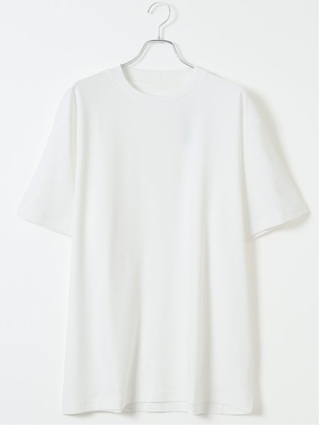 【大きいサイズ】AUVIEUX CONTINENT by gim ストレッチ 接触冷感 シルケットスムース スロープネック 半袖 Tシャツ