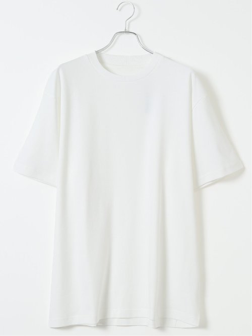 【大きいサイズ】AUVIEUX CONTINENT by gim ストレッチ 接触冷感 シルケットスムース スロープネック 半袖 Tシャツ