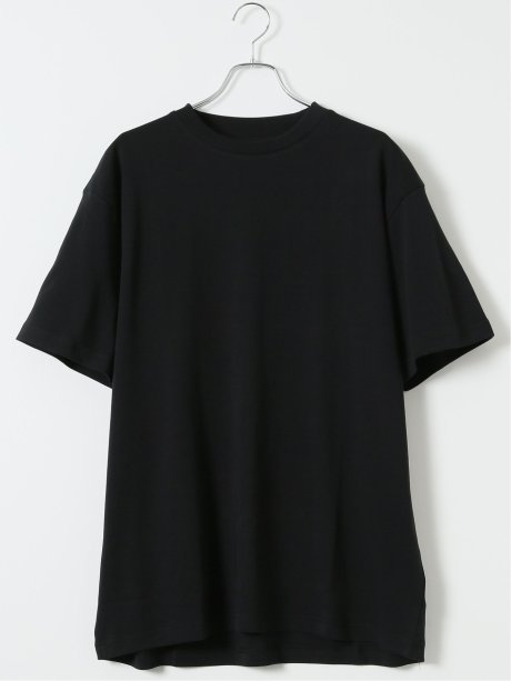 【大きいサイズ】AUVIEUX CONTINENT by gim ストレッチ 接触冷感 シルケットスムース スロープネック 半袖 Tシャツ