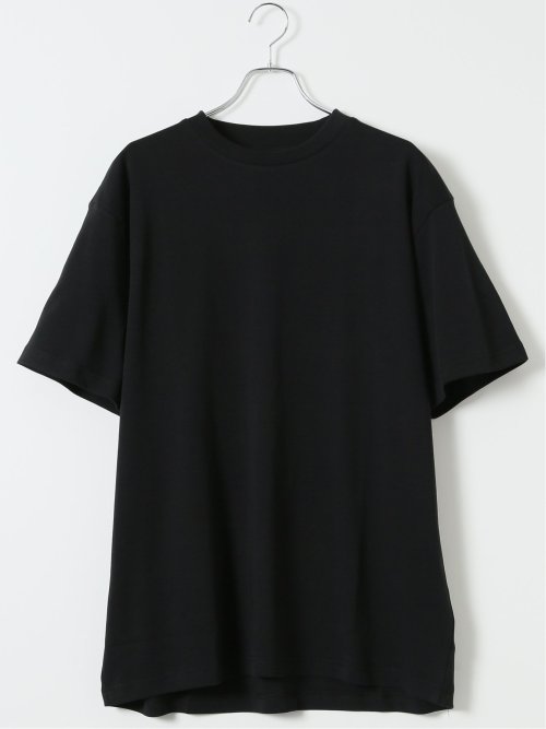 【大きいサイズ】AUVIEUX CONTINENT by gim ストレッチ 接触冷感 シルケットスムース スロープネック 半袖 Tシャツ