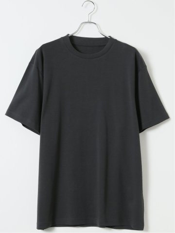 【大きいサイズ】AUVIEUX CONTINENT by gim ストレッチ 接触冷感 シルケットスムース スロープネック 半袖 Tシャツ