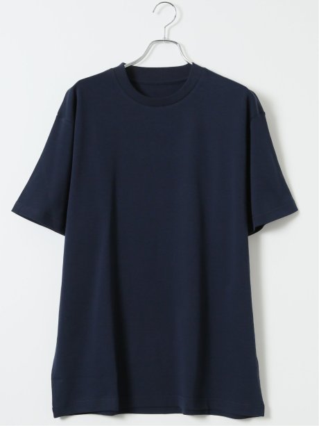 【大きいサイズ】AUVIEUX CONTINENT by gim ストレッチ 接触冷感 シルケットスムース スロープネック 半袖 Tシャツ