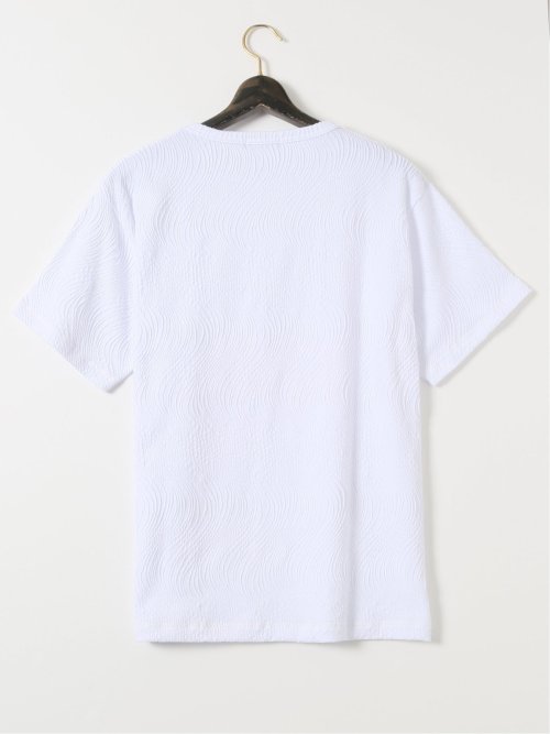 【大きいサイズ】AUVIEUX CONTINENT by gim ストレッチ ウォッシャブル ブリスター クルー 半袖 プルオーバー