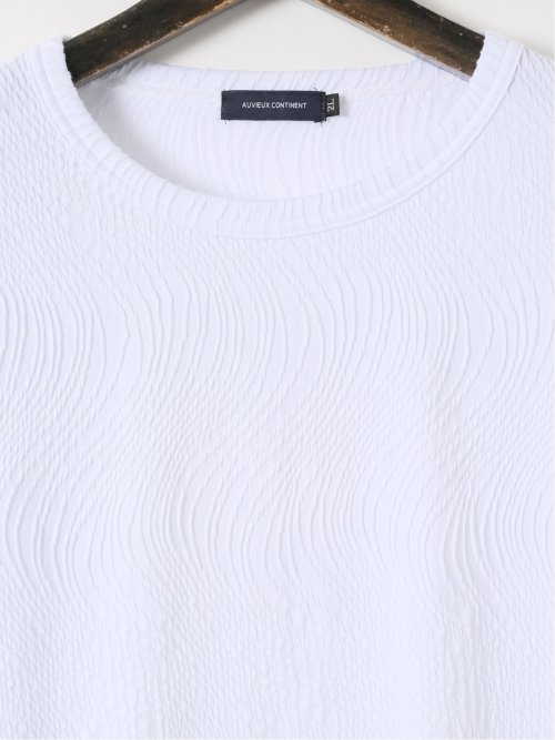 【大きいサイズ】AUVIEUX CONTINENT by gim ストレッチ ウォッシャブル ブリスター クルー 半袖 プルオーバー