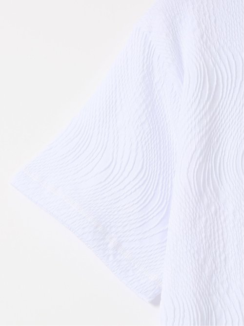 【大きいサイズ】AUVIEUX CONTINENT by gim ストレッチ ウォッシャブル ブリスター クルー 半袖 プルオーバー