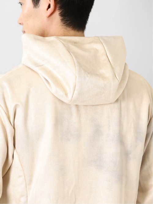 ニットスエード 斑プリント ルーズプルパーカー