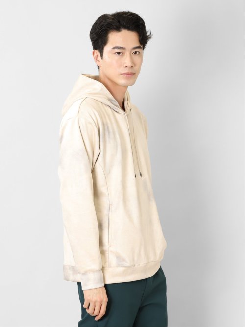 ニットスエード 斑プリント ルーズプルパーカー