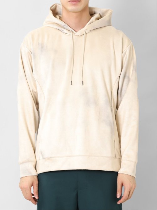 ニットスエード 斑プリント ルーズプルパーカー