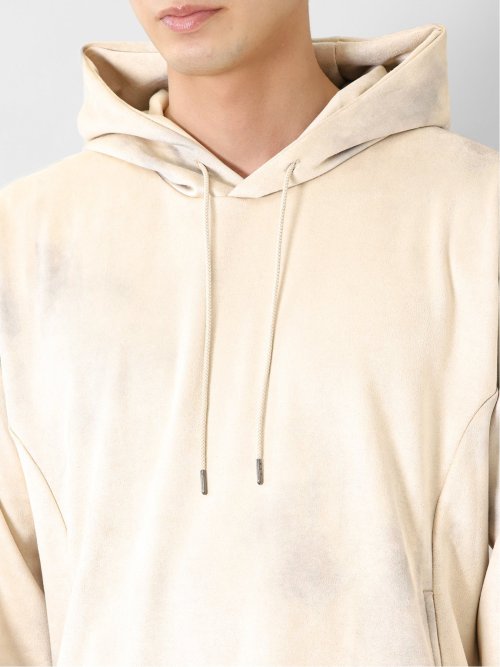 ニットスエード 斑プリント ルーズプルパーカー