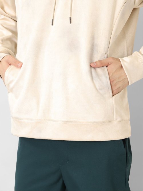 ニットスエード 斑プリント ルーズプルパーカー